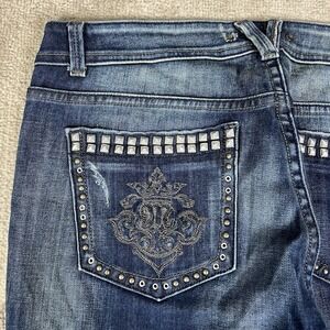 Miss Me Women's Dark Wash Low Rise Flare Leg Denim Jeans Size 30 Boho Rodeo